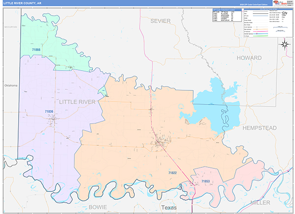 Little River County, AR Zip Code Map